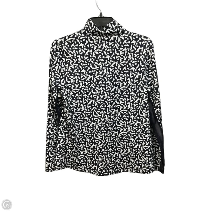 Athletic Top Long Sleeve Collar By Chicos In Blue & White, Size: M