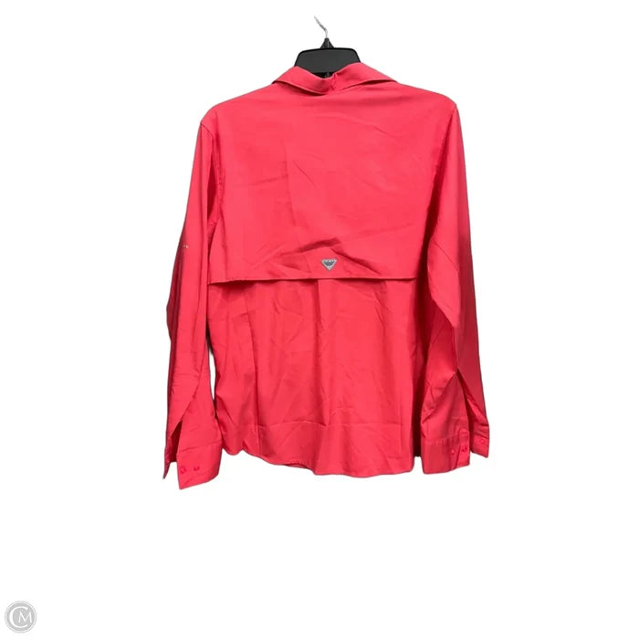 Athletic Top Long Sleeve Collar By Columbia In Coral, Size: L