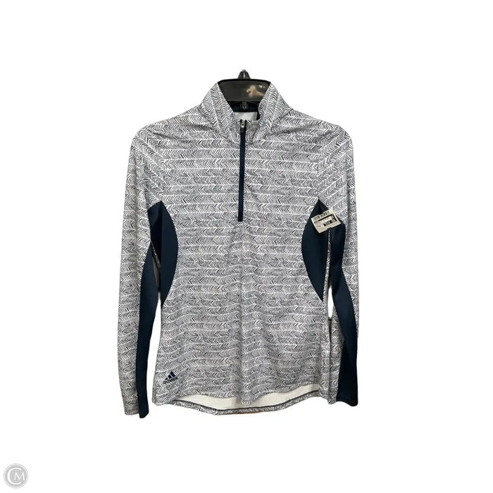 Athletic Top Long Sleeve Collar By Adidas In Blue & White, Size: Xs