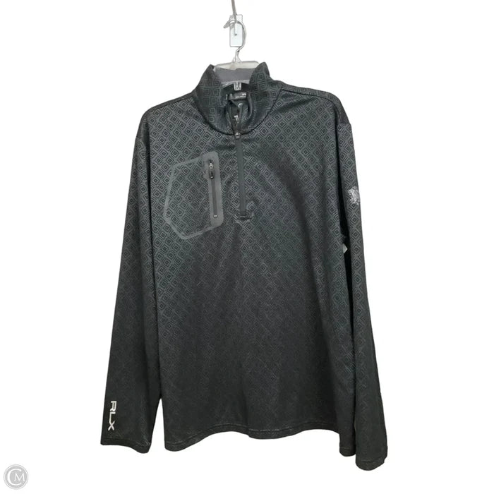 Athletic Top Long Sleeve Collar By Rlx In Black & Grey, Size: Xl