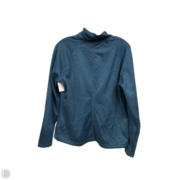 Athletic Top Long Sleeve Collar By The North Face In Teal, Size: L