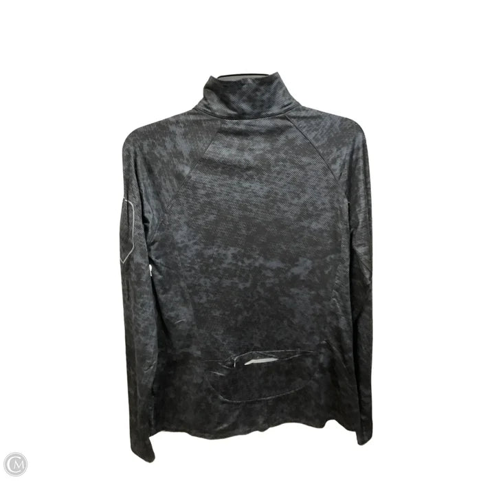Athletic Top Long Sleeve Collar By Under Armour In Black & Grey, Size: L