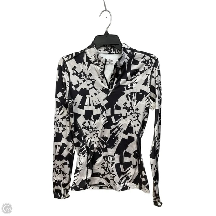 Athletic Top Long Sleeve Collar By Under Armour In Black & Grey, Size: S