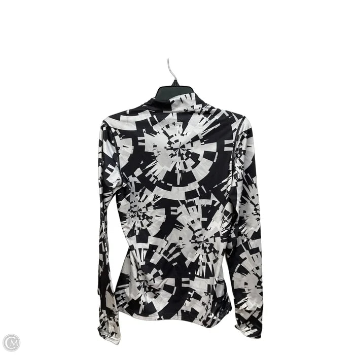 Athletic Top Long Sleeve Collar By Under Armour In Black & Grey, Size: S