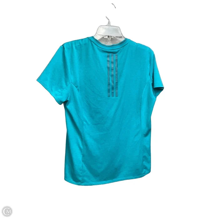 Athletic Top Short Sleeve By Adidas In Aqua, Size: L