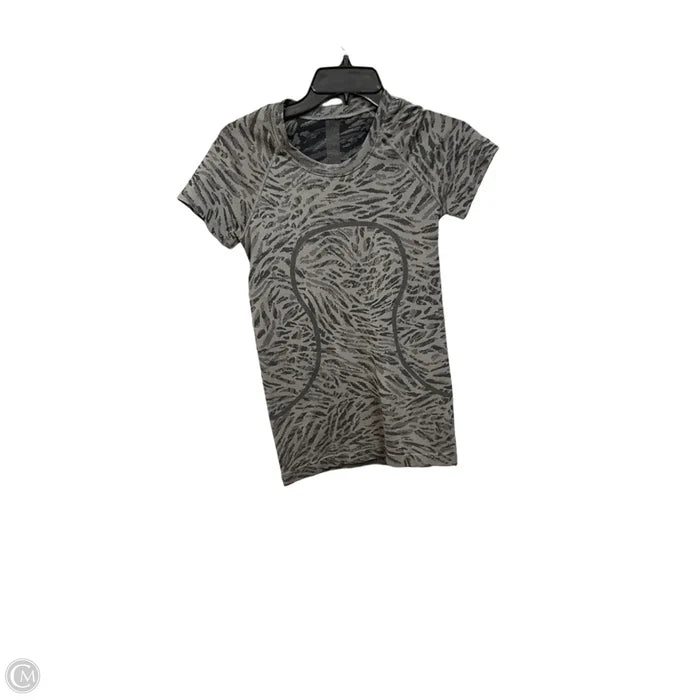 Athletic Top Short Sleeve By Lululemon In Black & Grey, Size: S