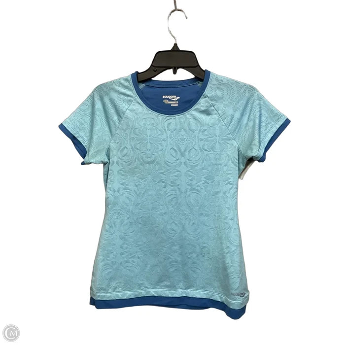 Athletic Top Short Sleeve By Saucony In Aqua, Size: S