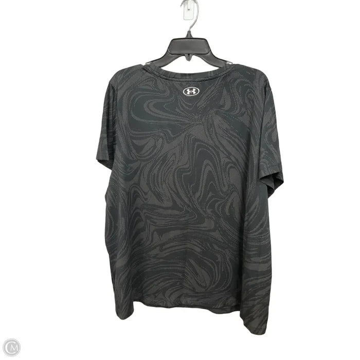Athletic Top Short Sleeve By Under Armour In Black & Grey, Size: 3x