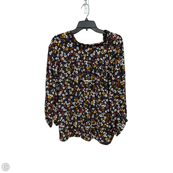 Blouse 3/4 Sleeve By Ann Taylor In Floral Print, Size: Xl