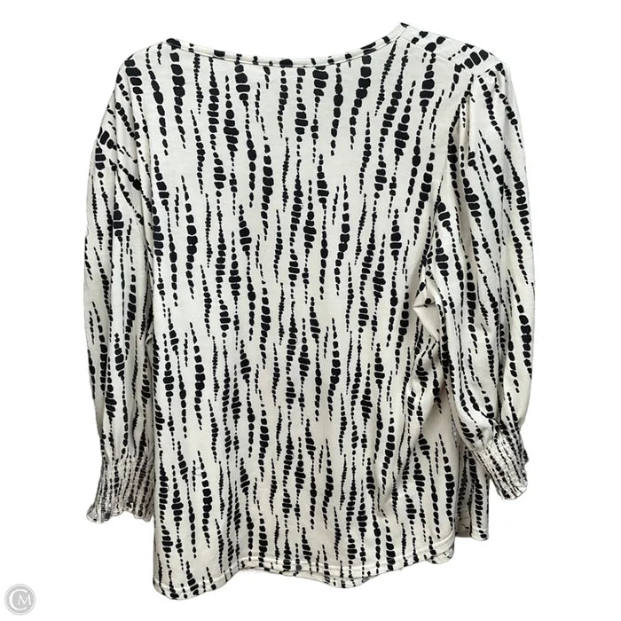 Blouse 3/4 Sleeve By Clothes Mentor In Black & Cream, Size: Xxl