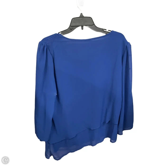 Blouse 3/4 Sleeve By Emery Rose In Blue, Size: Xl
