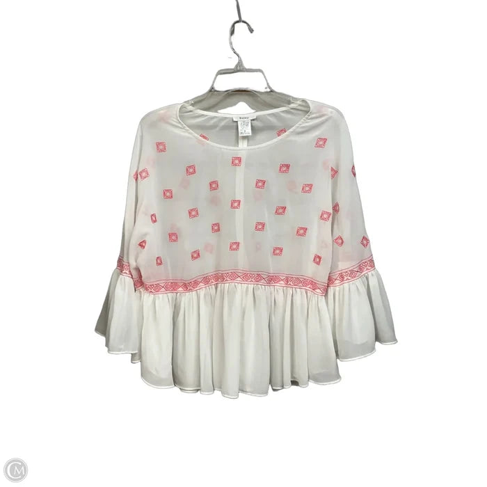 Blouse 3/4 Sleeve By Esley In White, Size: M