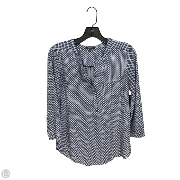 Blouse 3/4 Sleeve By Not Your Daughters Jeans In Blue & White, Size: S