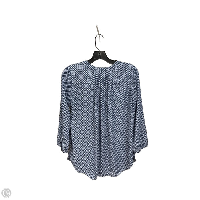 Blouse 3/4 Sleeve By Not Your Daughters Jeans In Blue & White, Size: S