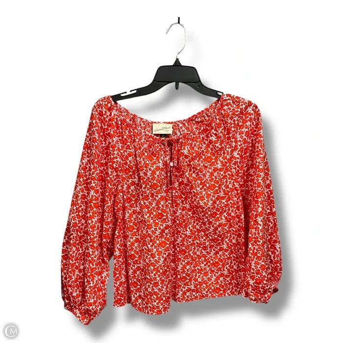 Blouse 3/4 Sleeve By Universal Thread In Orange & White, Size: Xs