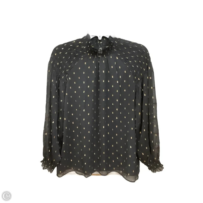 Blouse Long Sleeve By Ann Taylor In Black & Gold, Size: Lp