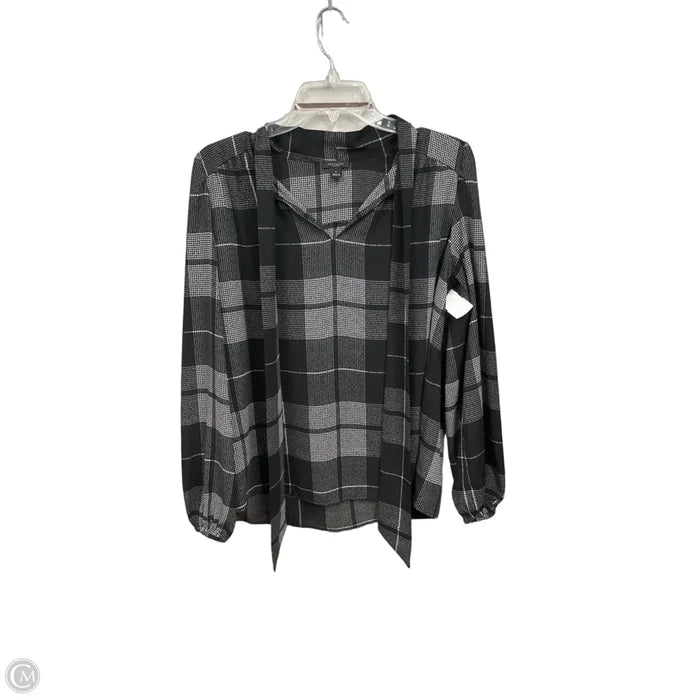 Blouse Long Sleeve By Ann Taylor In Black & White, Size: M