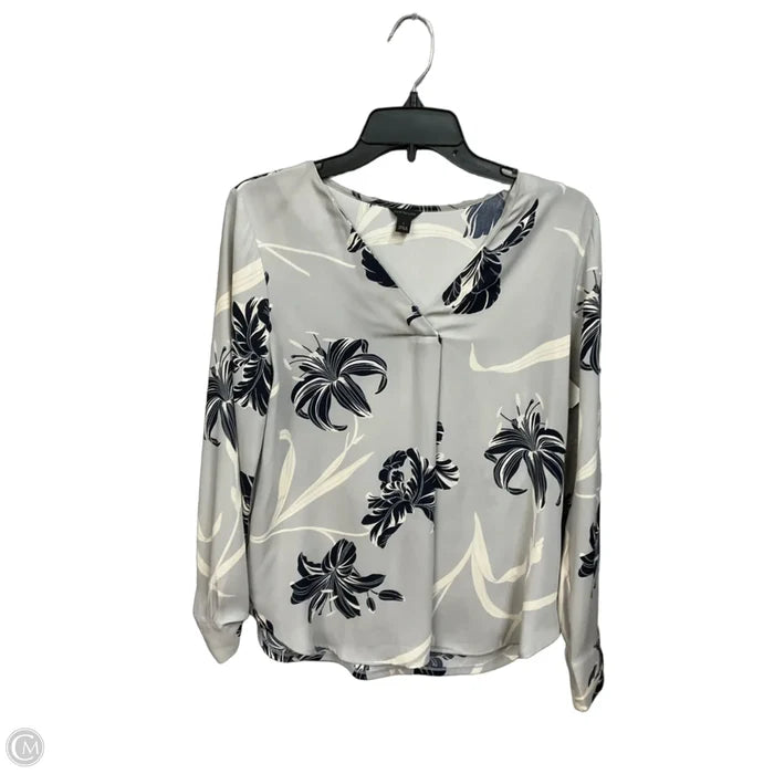 Blouse Long Sleeve By Ann Taylor In Grey, Size: S