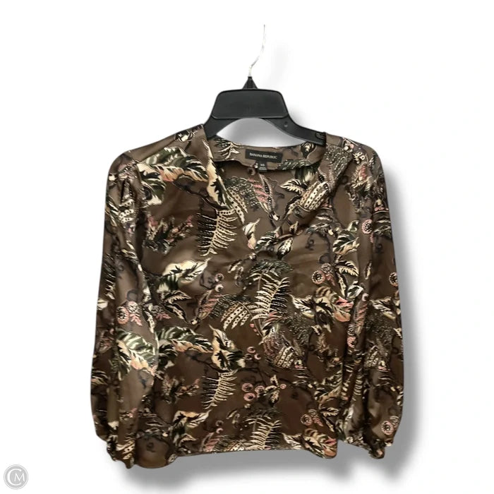 Blouse Long Sleeve By Banana Republic In Green, Size: Xs