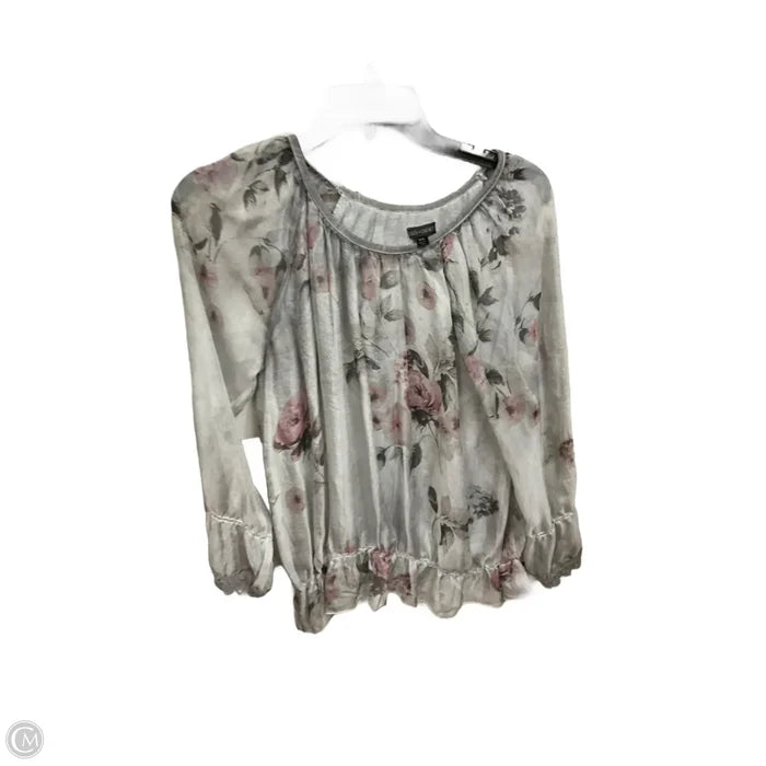 Blouse Long Sleeve By Coco And Carmen In Grey & Pink, Size: M