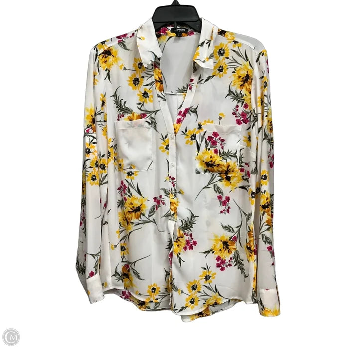Blouse Long Sleeve By Express In Floral Print, Size: L