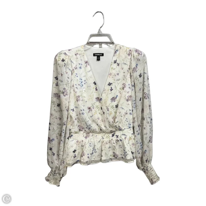 Blouse Long Sleeve By Express In Floral Print, Size: S
