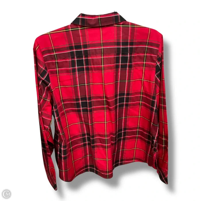 Blouse Long Sleeve By Foxcroft In Checkered Pattern, Size: Lp