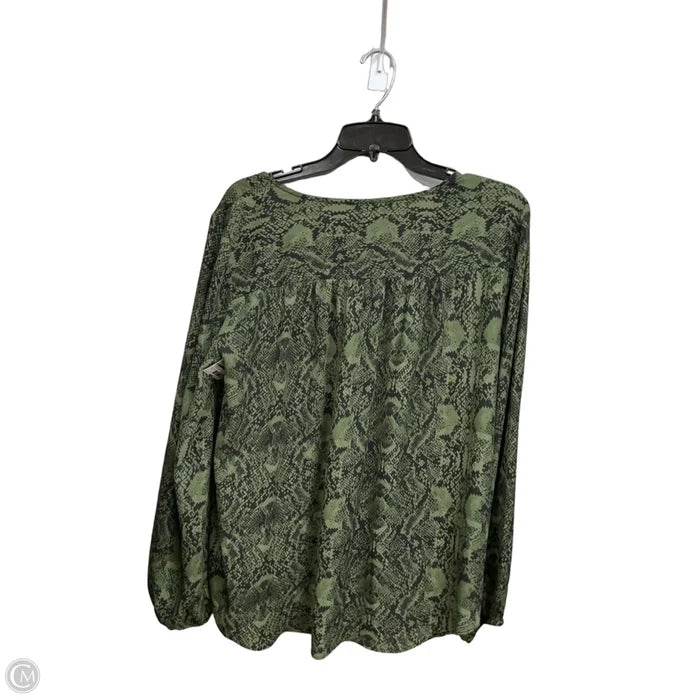 Blouse Long Sleeve By Inc In Snakeskin Print, Size: Xl