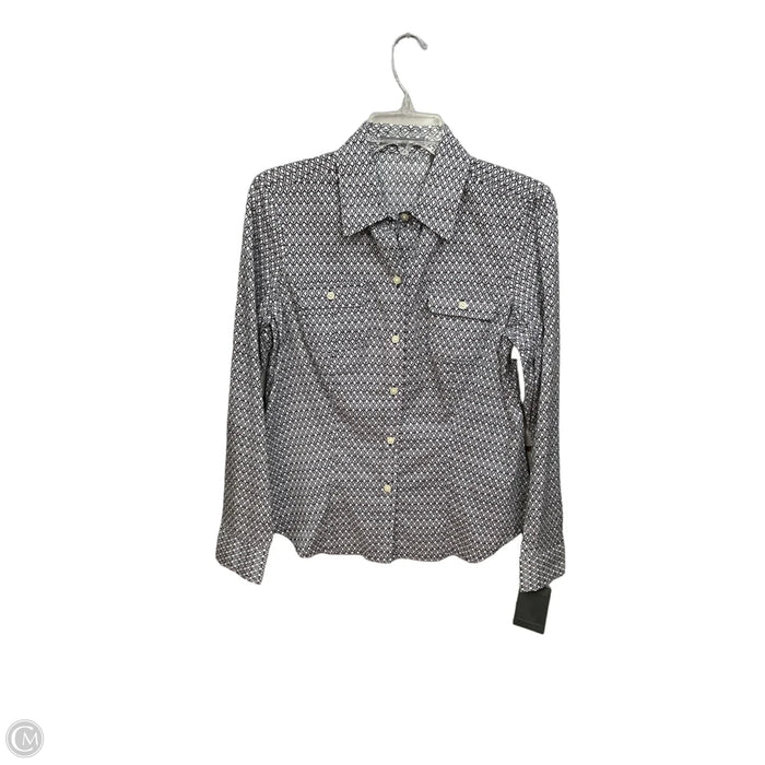 Blouse Long Sleeve By Liz Claiborne In Blue & White, Size: S
