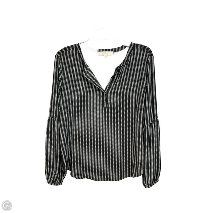Blouse Long Sleeve By Loft In Black & White, Size: S