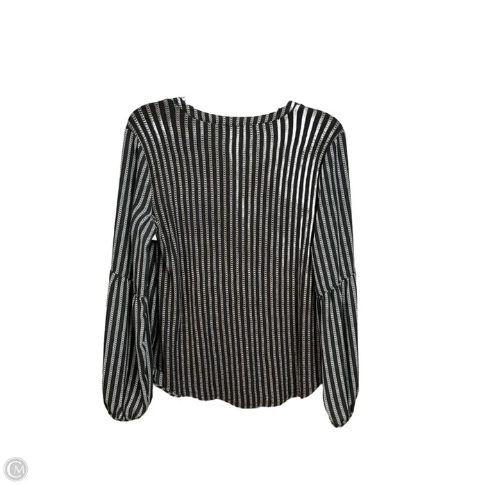 Blouse Long Sleeve By Loft In Black & White, Size: S