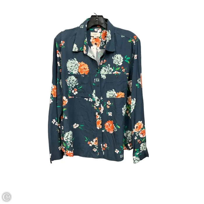 Blouse Long Sleeve By Loft In Floral Print, Size: L