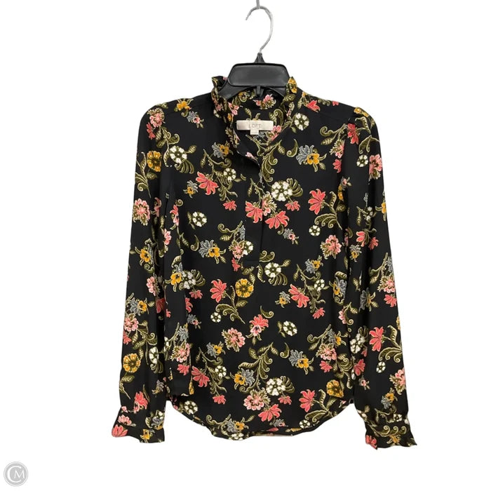 Blouse Long Sleeve By Loft In Floral Print, Size: Xs