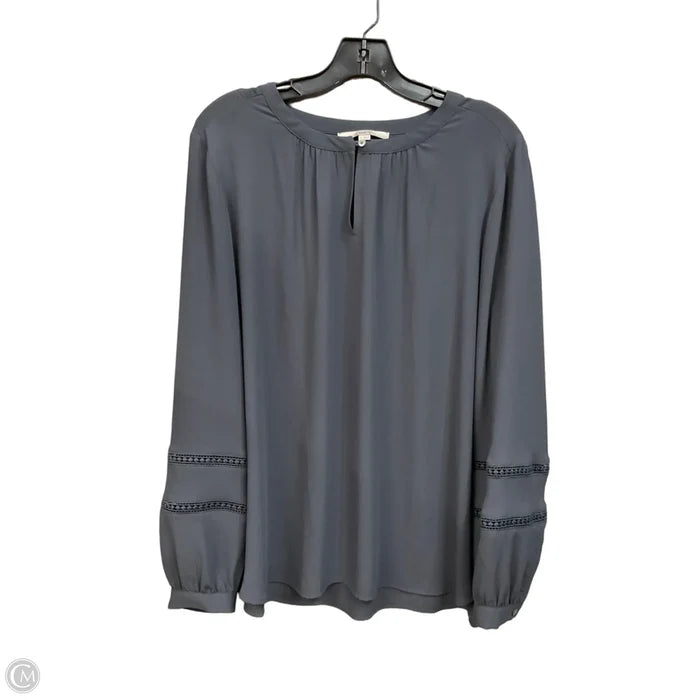 Blouse Long Sleeve By Loft In Grey, Size: L