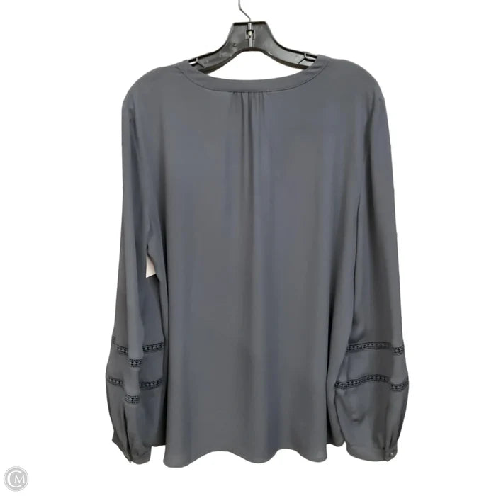 Blouse Long Sleeve By Loft In Grey, Size: L