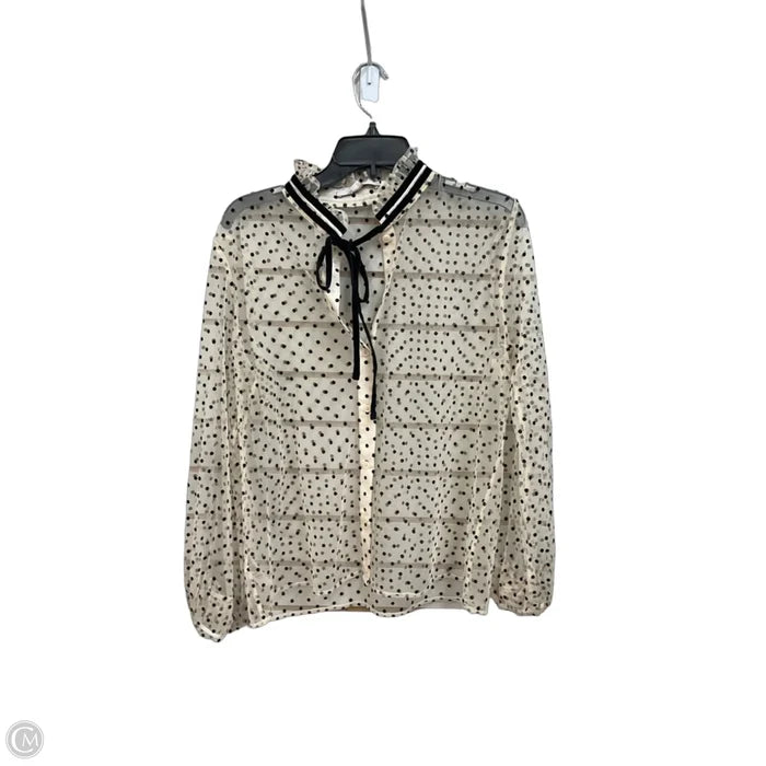 Blouse Long Sleeve By Loft In Polkadot Pattern, Size: M
