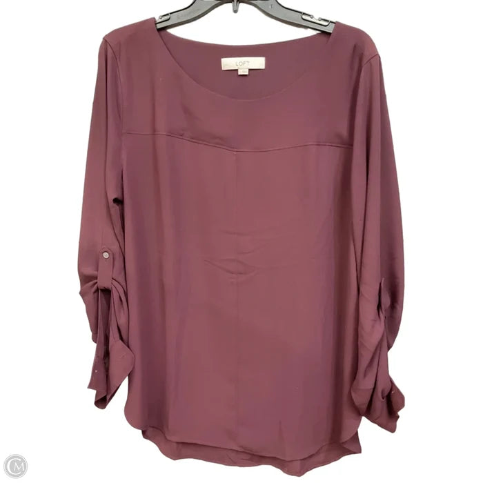 Blouse Long Sleeve By Loft In Purple, Size: L