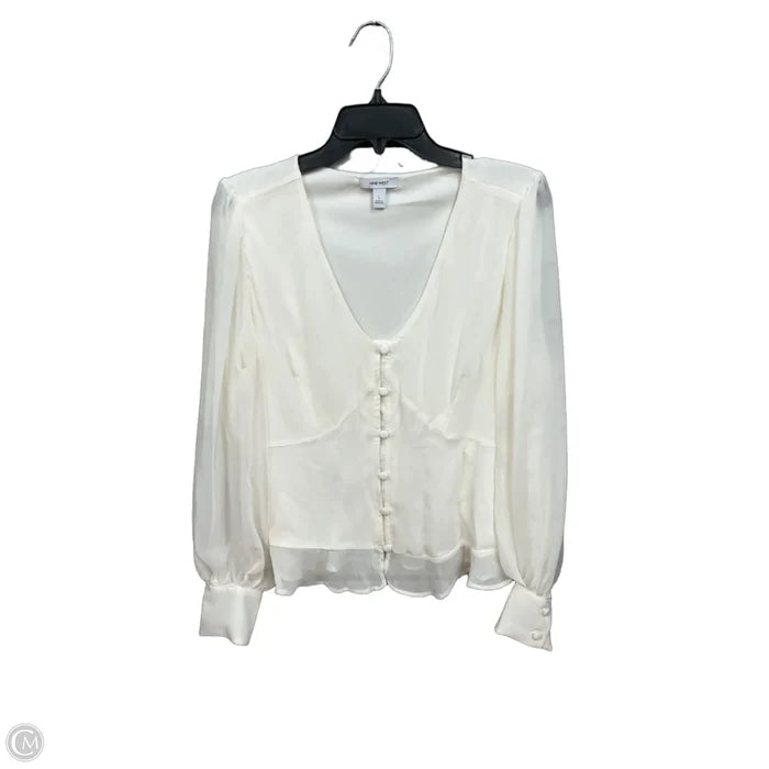 Blouse Long Sleeve By Nine West Apparel In Cream, Size: L