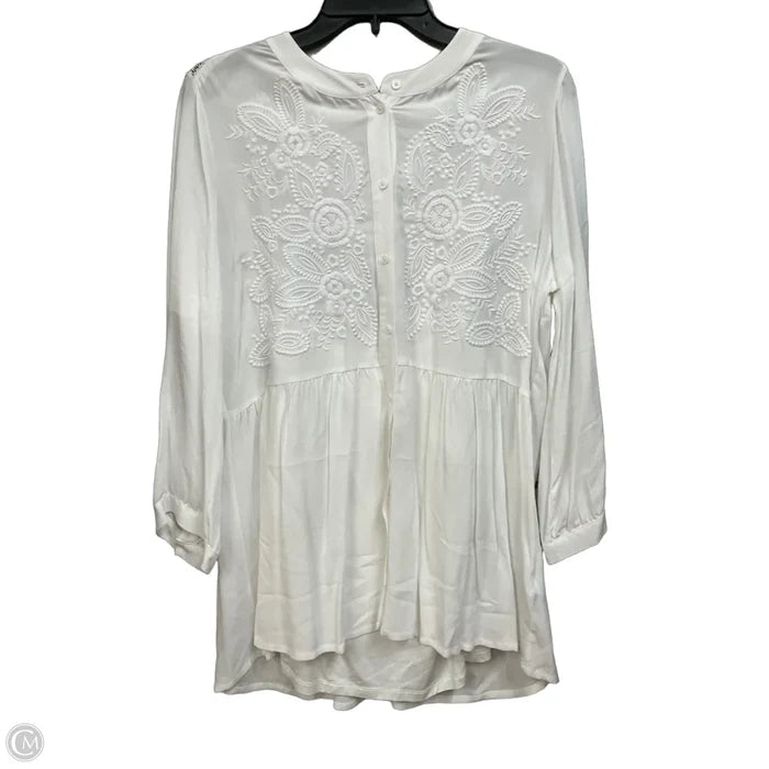 Blouse Long Sleeve By Soft Surroundings In White, Size: M