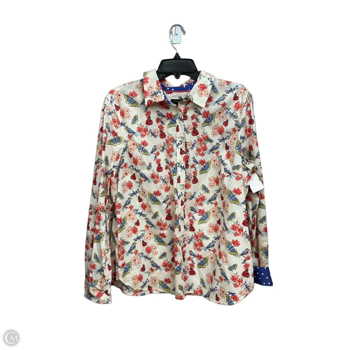 Blouse Long Sleeve By Talbots In Floral Print, Size: Xl