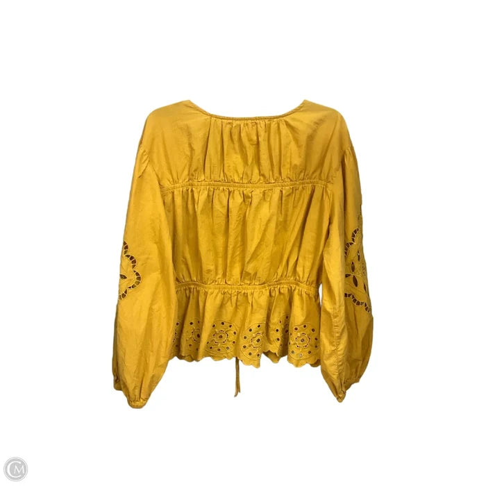 Blouse Long Sleeve By Treasure And Bond In Yellow, Size: M