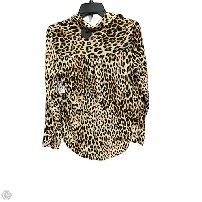Blouse Long Sleeve By Worthington In Animal Print, Size: Xs