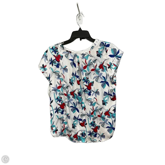 Blouse Short Sleeve By Liz Claiborne In Floral Print, Size: L