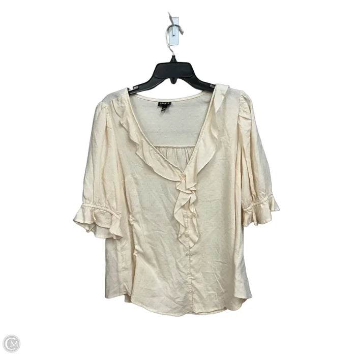 Blouse Short Sleeve By Torrid In Cream, Size: M