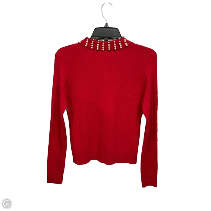 Cardigan By Clothes Mentor In Red & White, Size: M