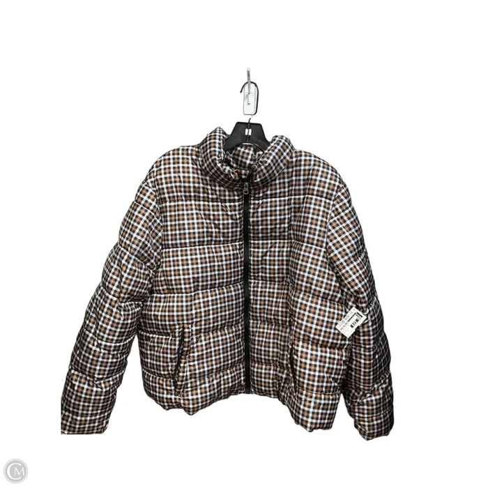 Coat Puffer & Quilted By Time And Tru In Plaid Pattern, Size: 1x