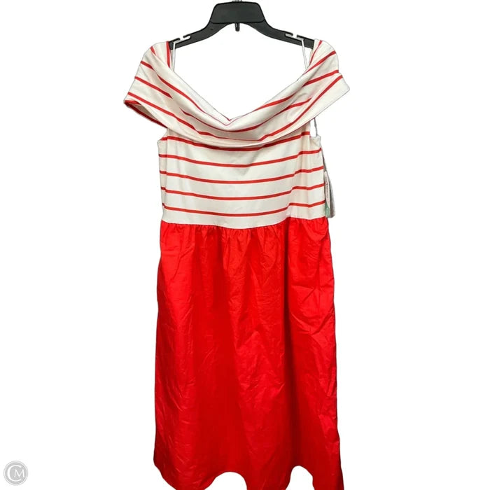 Dress Casual Maxi By Lands End In Red & White, Size: Xl