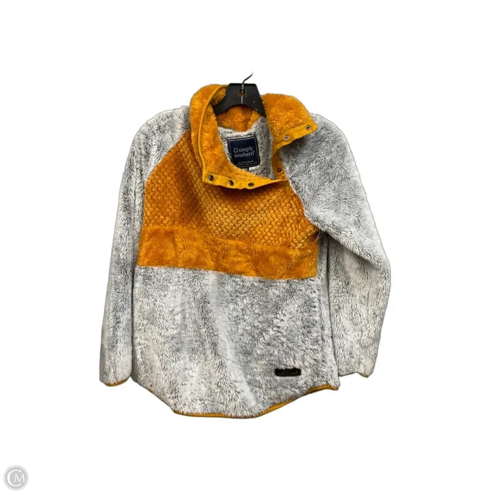 Jacket Fleece By Simply Southern In Grey & Orange, Size: S