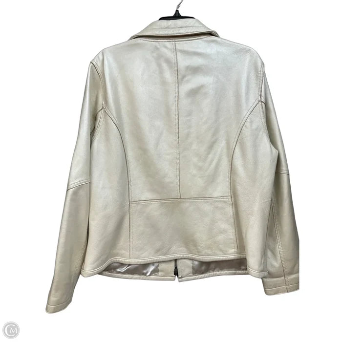 Jacket Leather By Chicos In White, Size: Xl