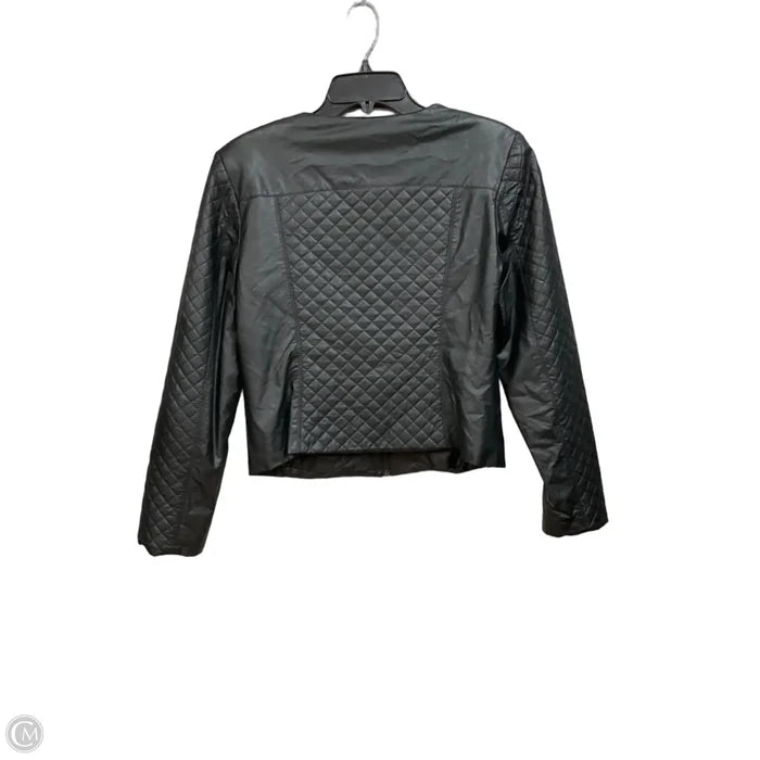 Jacket Leather By Ellen Tracy In Black, Size: S